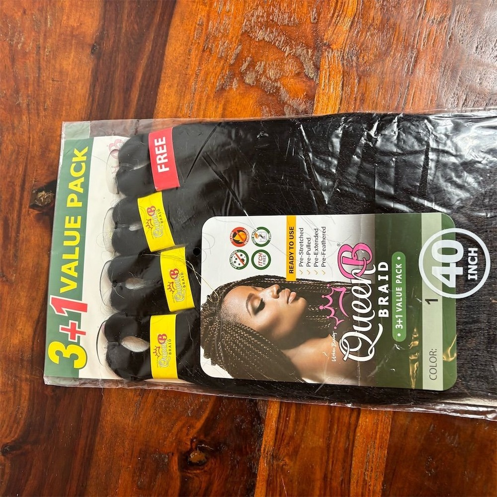Urban Beauty Queen B Braid Hair Extensions 40" 3+1 Pack #1 Black - Picture 5 of 6